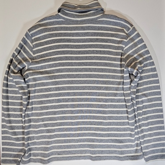 L.L.‎ Bean Turtleneck Womens XL Gray White Striped Cozy Knit Shirt Winter Top - Picture 2 of 7